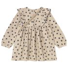 Younger Girls Beige Polka Dots Dress Set, 2, hi-res