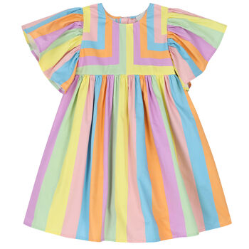 فستان مخطط متعدد الألوان