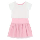 Girls Pink & White 2 in 1 Logo Dress Set, 1, hi-res