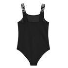 Girls Black Logo Swimsuit, 2, hi-res