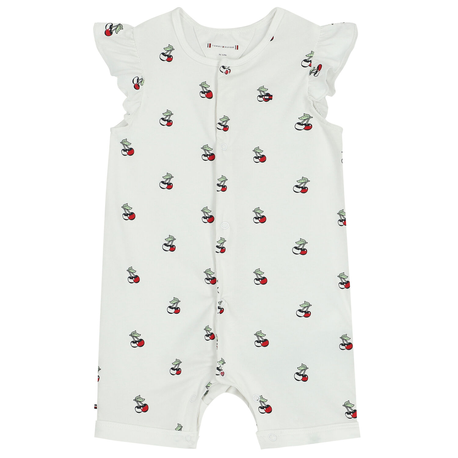 Baby Girls White Cherry Romper, 1, hi-res