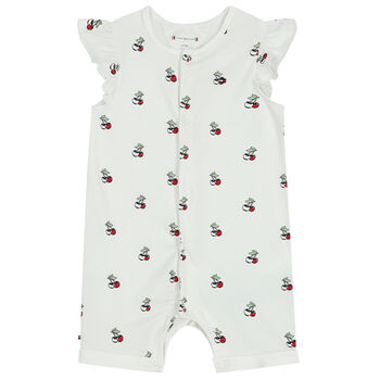 Baby Girls White Cherry Romper