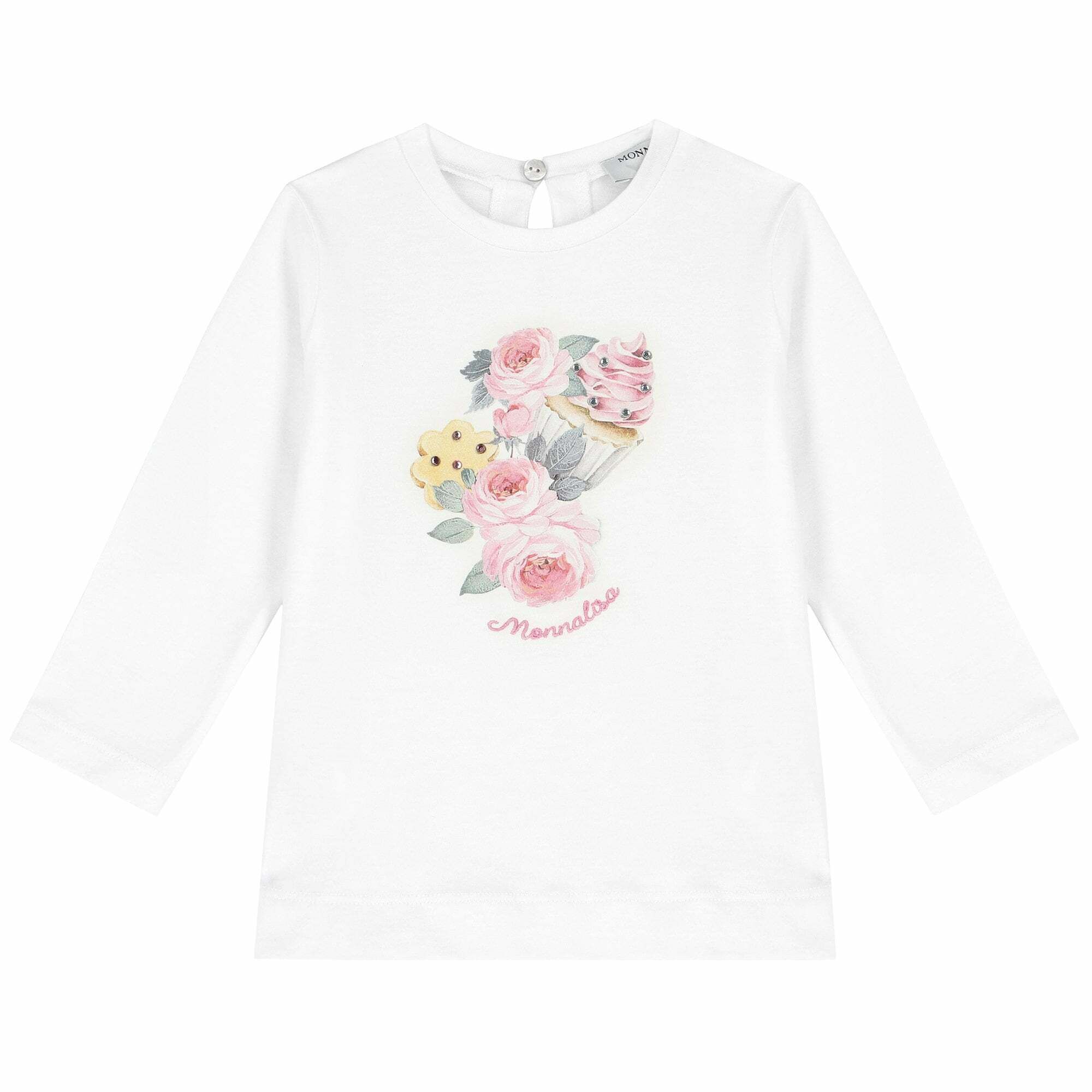 Monnalisa logo-embellished long-sleeve blouse - White