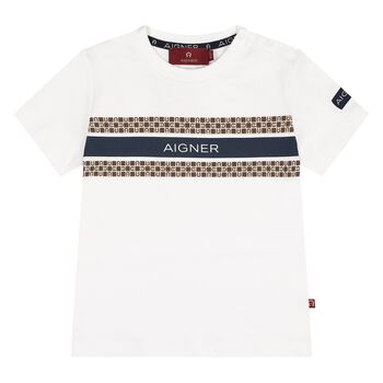 Younger Boys White Logo T-Shirt