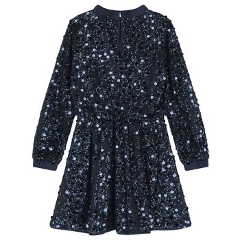 Girls Navy Blue Embellished Dress