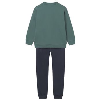 Boys Green & Navy Blue Tracksuit
