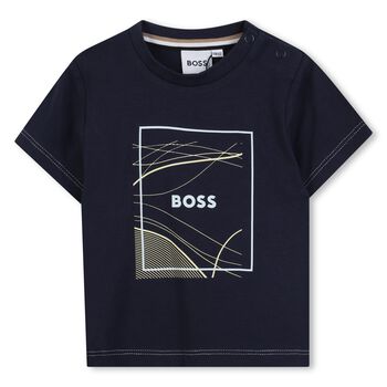 Younger Boys Navy Blue Logo T-Shirt