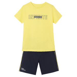 Boys Yellow & Navy Shorts Set