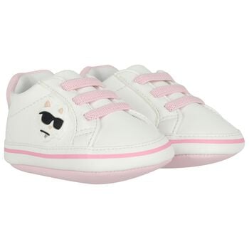 Baby White & Pink Choupette Pre Walker Shoes