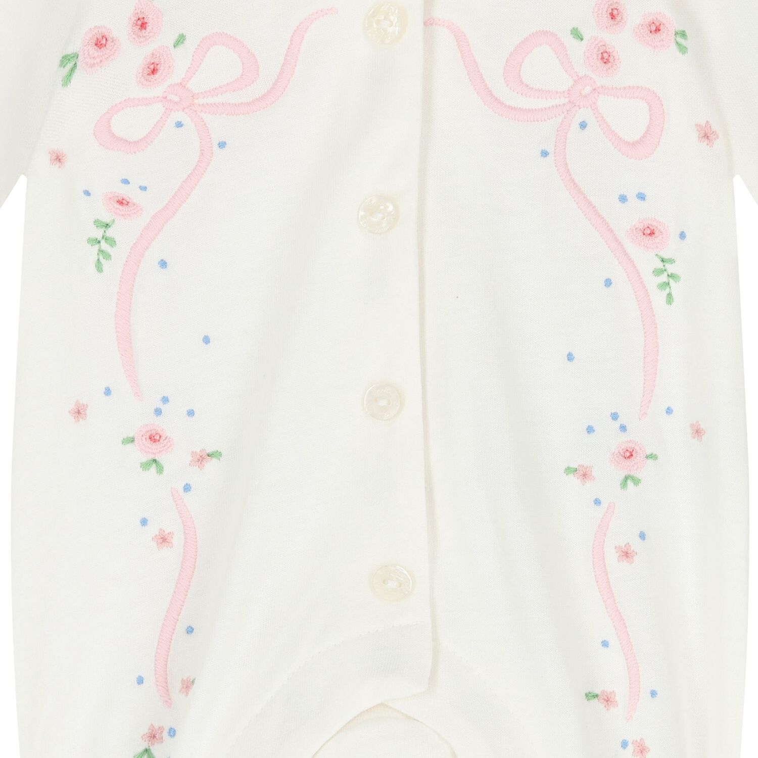 Baby Girls Ivory Embroidered Babygrow, 1, hi-res