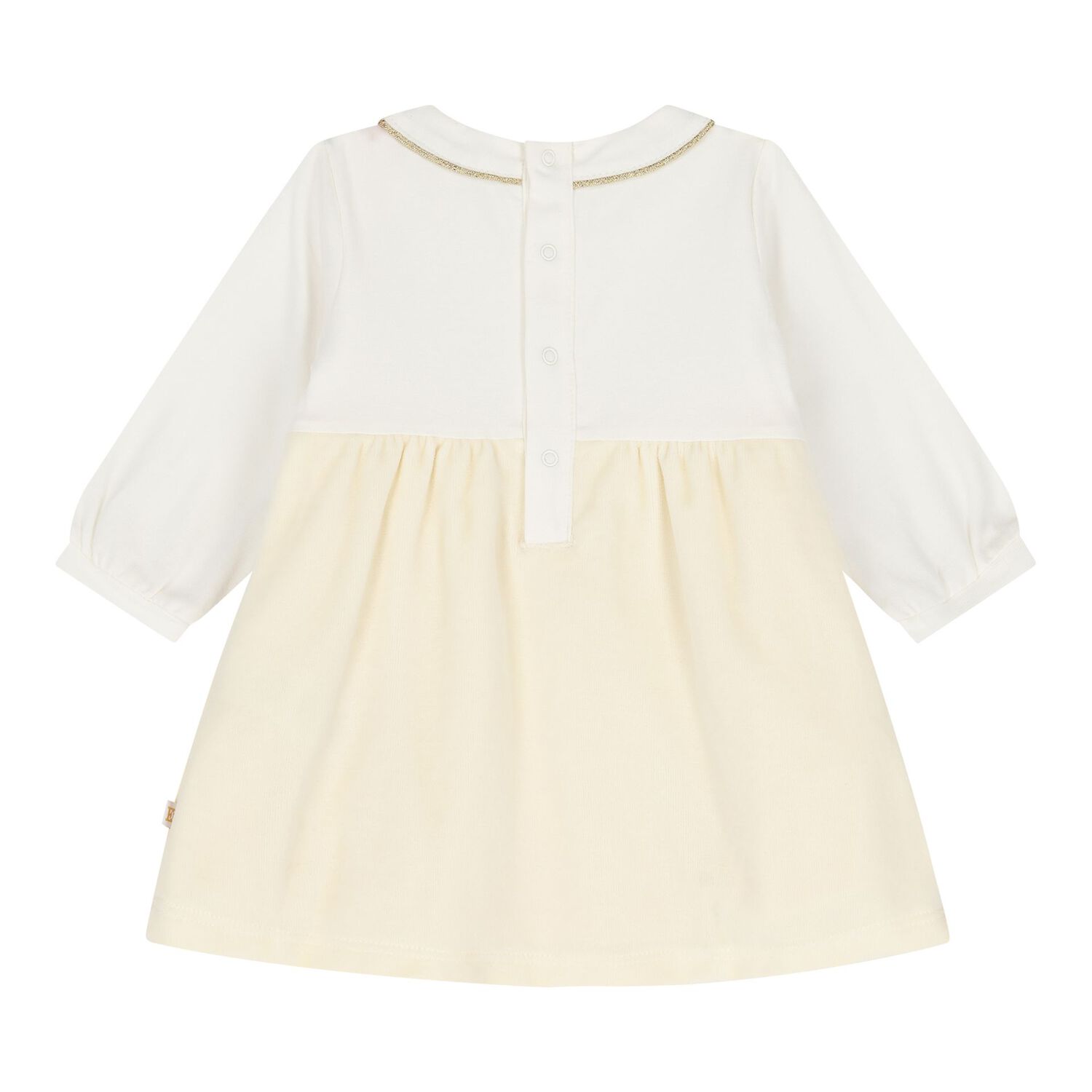 Baby Girls Ivory Logo Dress, 1, hi-res