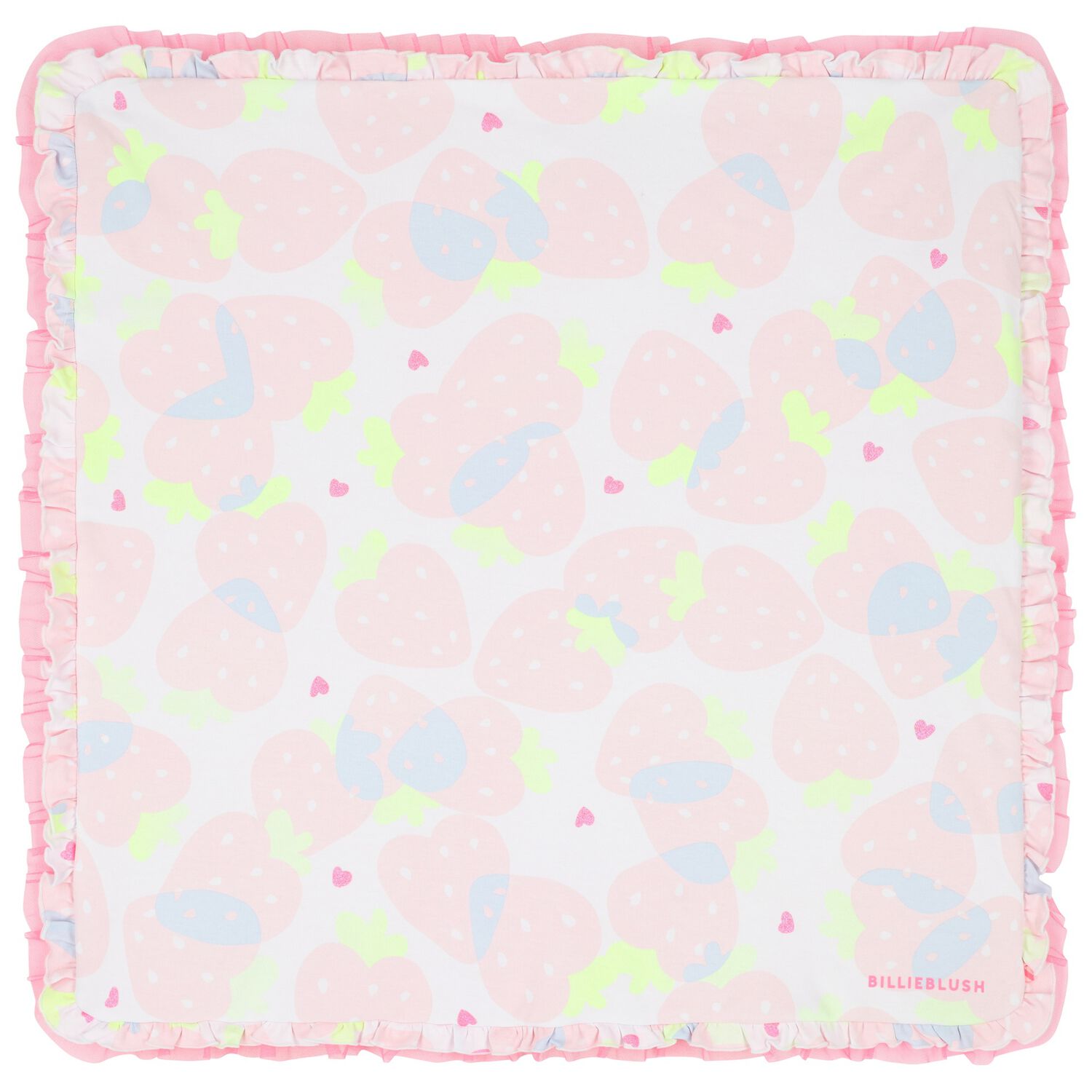Baby Girls Pink Straberry Ruffled Blanket, 1, hi-res