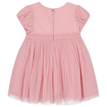 Younger Girls Pink Pleated Tulle Dress