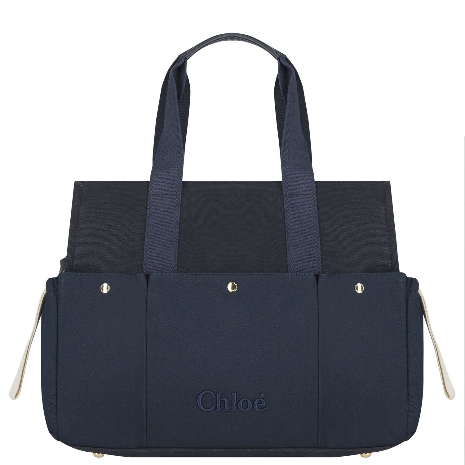 Navy Blue Canvas Baby Changing Bag, 2, hi-res