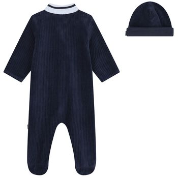 Baby Boys Navy Blue Logo Babygrow Gift Set