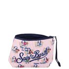Girls White & Pink Striped Aline Logo Pouch ( 15cm ), 1, hi-res