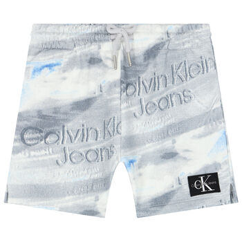 Boys Grey & White Logo Shorts