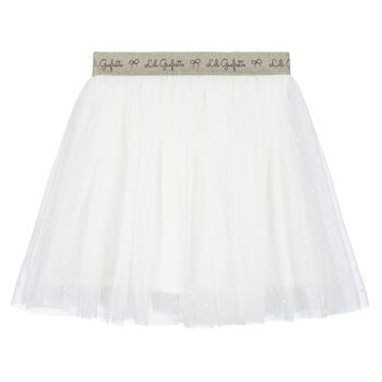 Girls White Tulle Skirt