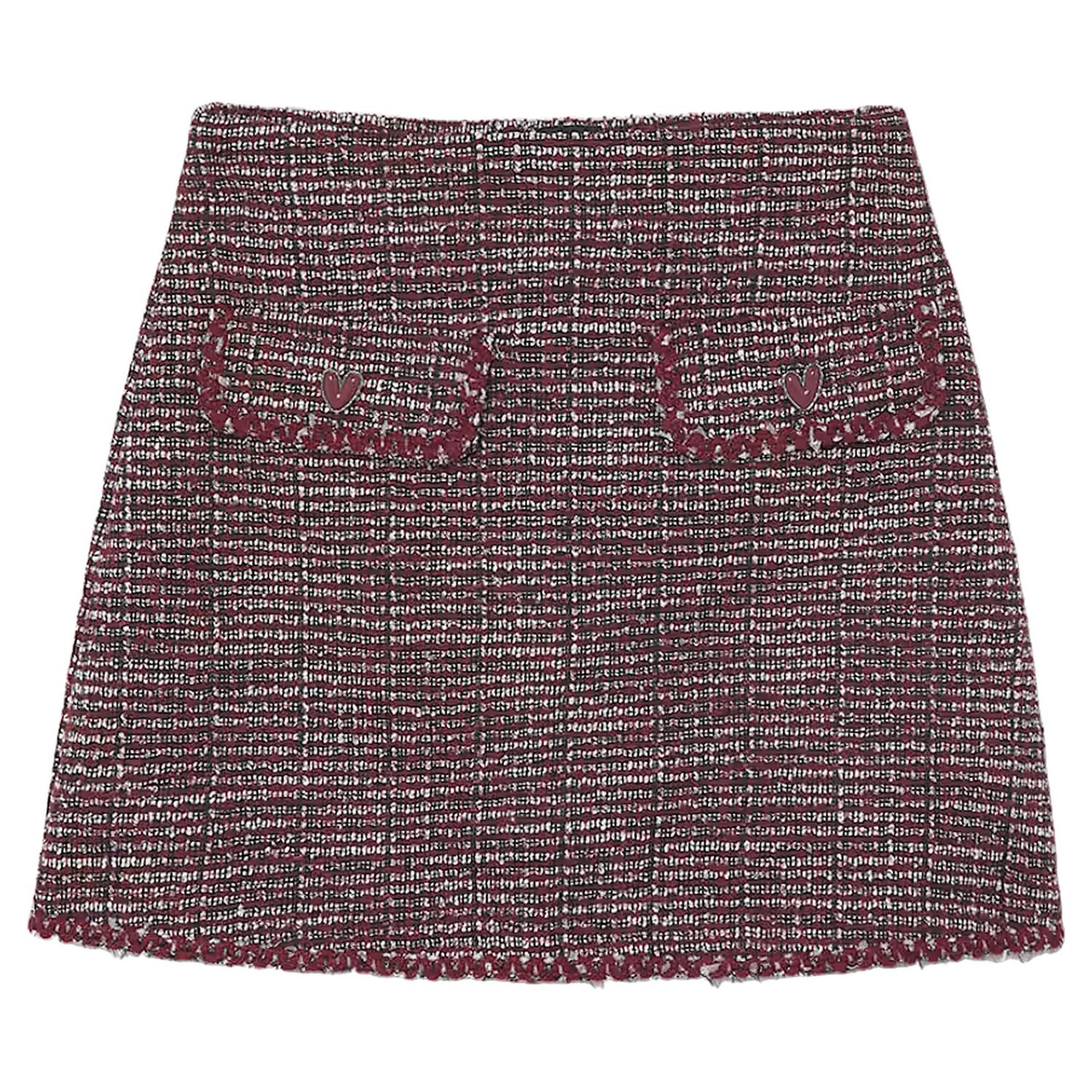 Girls Red Tweed Skirt, 2, hi-res