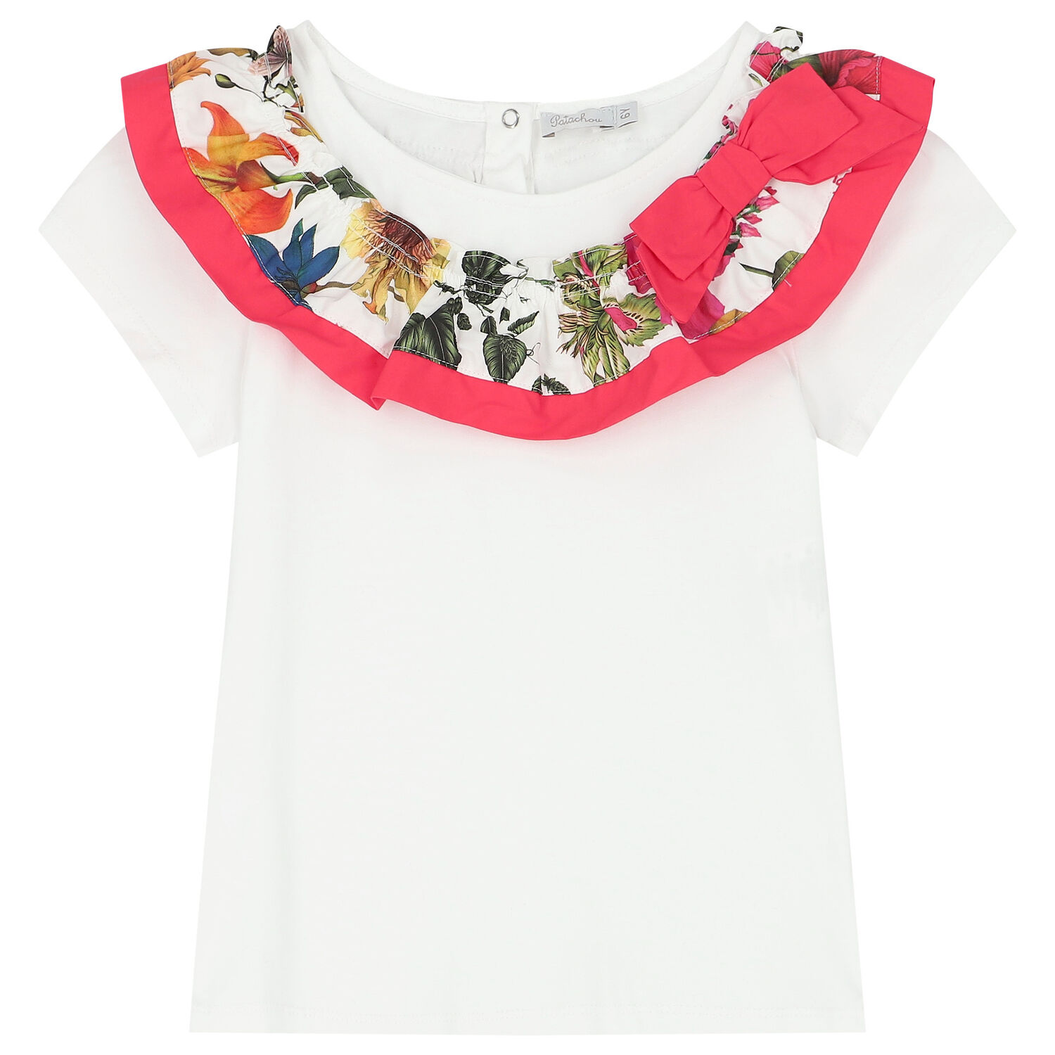 Girls White Ruffled Top, 1, hi-res