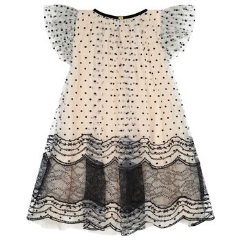Girls Beige & Black Ivy Tulle Ivy Dress