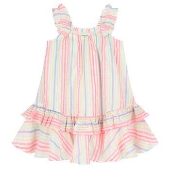 Girls Multi-Coloured Stripes Embellished Dress