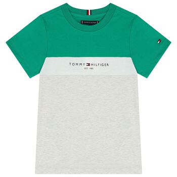 Boys Green & Grey Logo T-Shirt