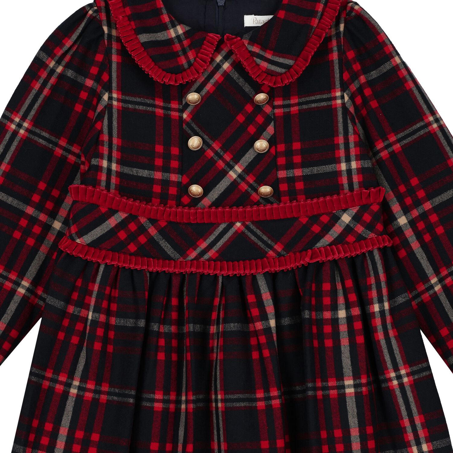 Girls Navy Blue Tartan Dress, 1, hi-res image number null