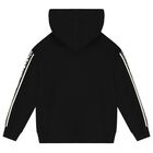Black Logo Hooded Zip Up Top, 1, hi-res