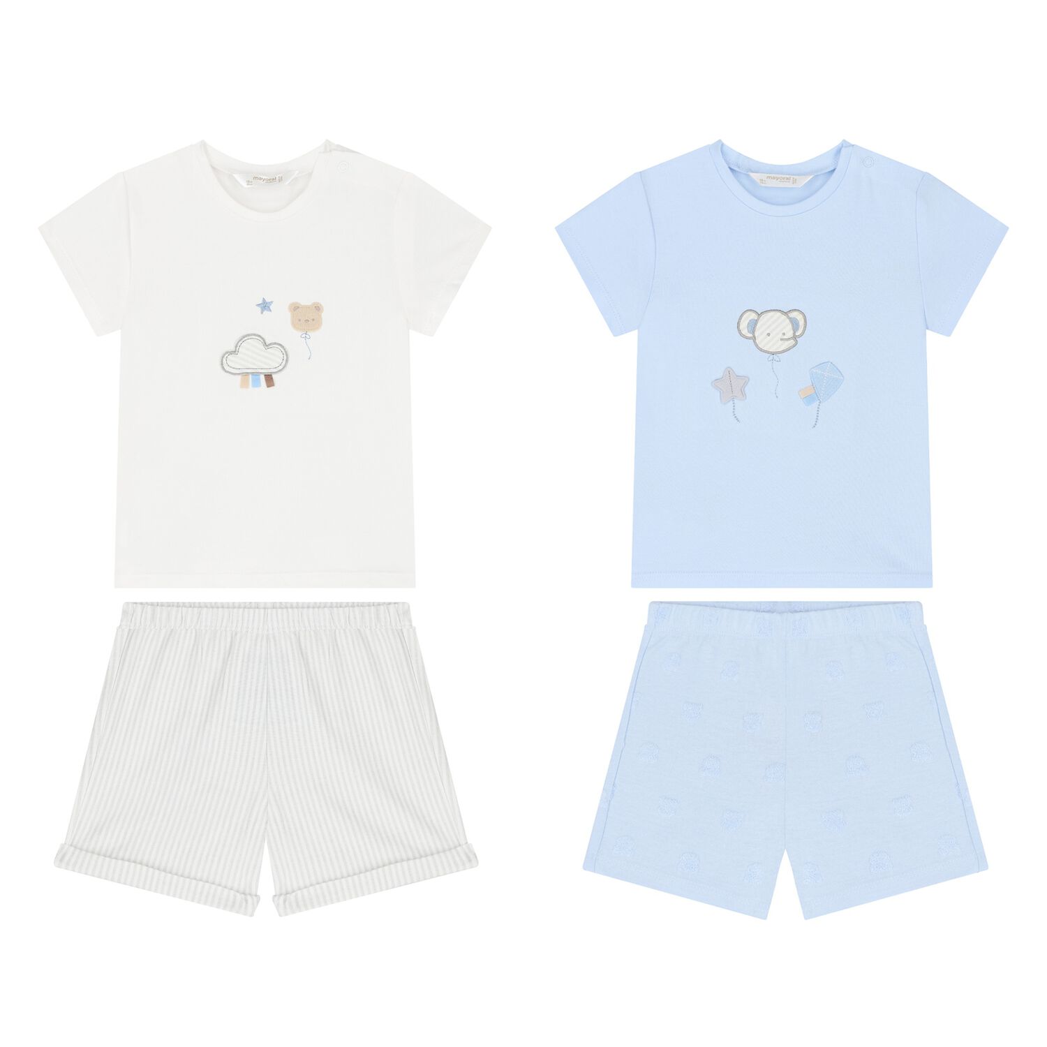 Baby Boys White & Blue Shorts Set ( 2-Pack ), 1, hi-res image number null
