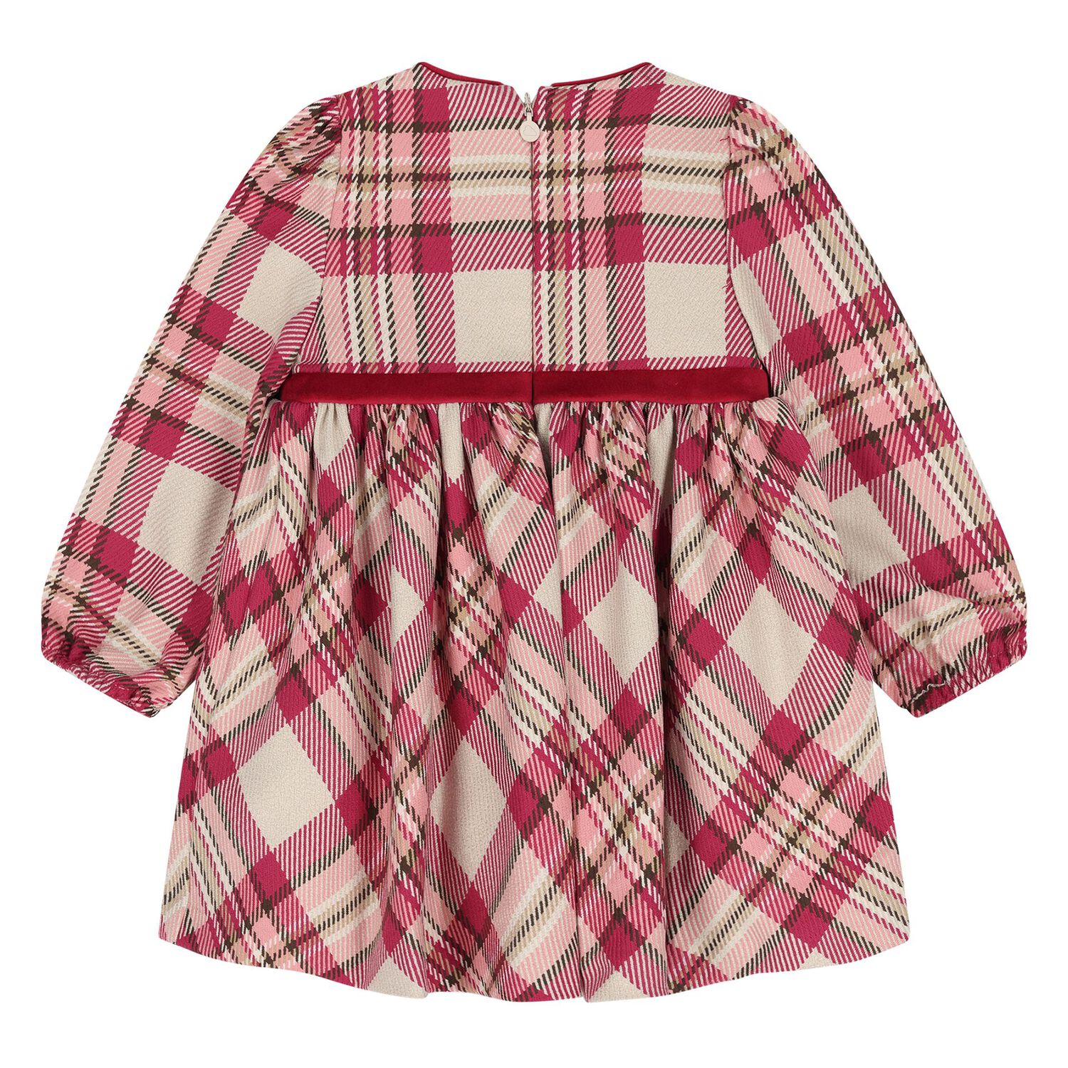 Younger Girls Pink Check Dress, 1, hi-res