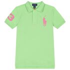 Boys Green Logo Polo Shirt, 1, hi-res