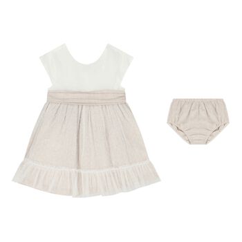 Baby Girls Ivory & Beige Dress Set