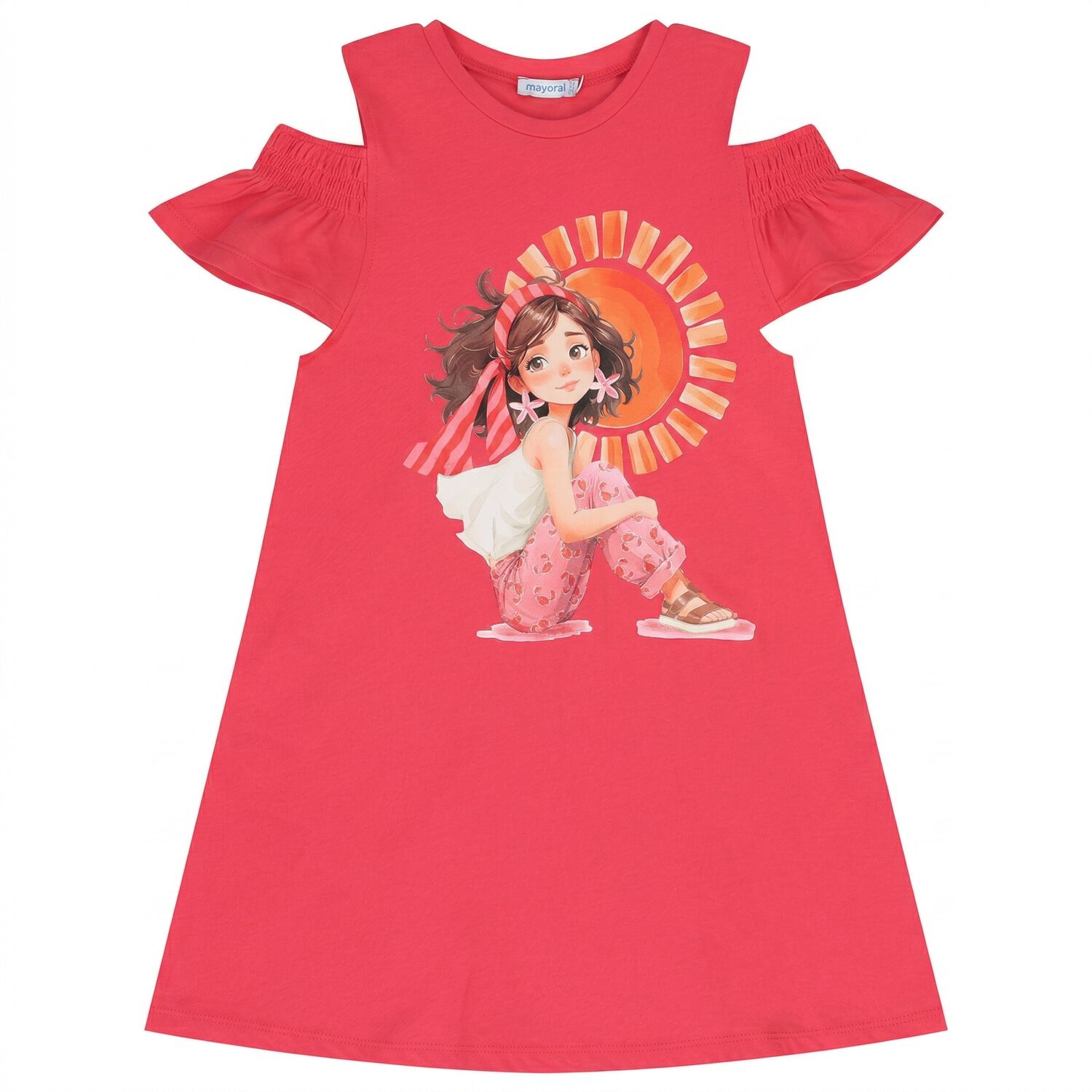 Girls Pink Ruffled Dress Set, 1, hi-res