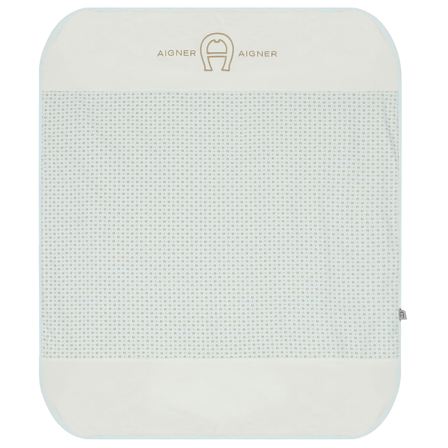 Baby Boys Blue, Ivory & Gold Logo Blanket, 1, hi-res image number null