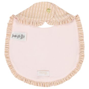 Baby Girls Pink & Gold Ruffled Bib