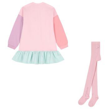Girls Pink Flower Dress Set