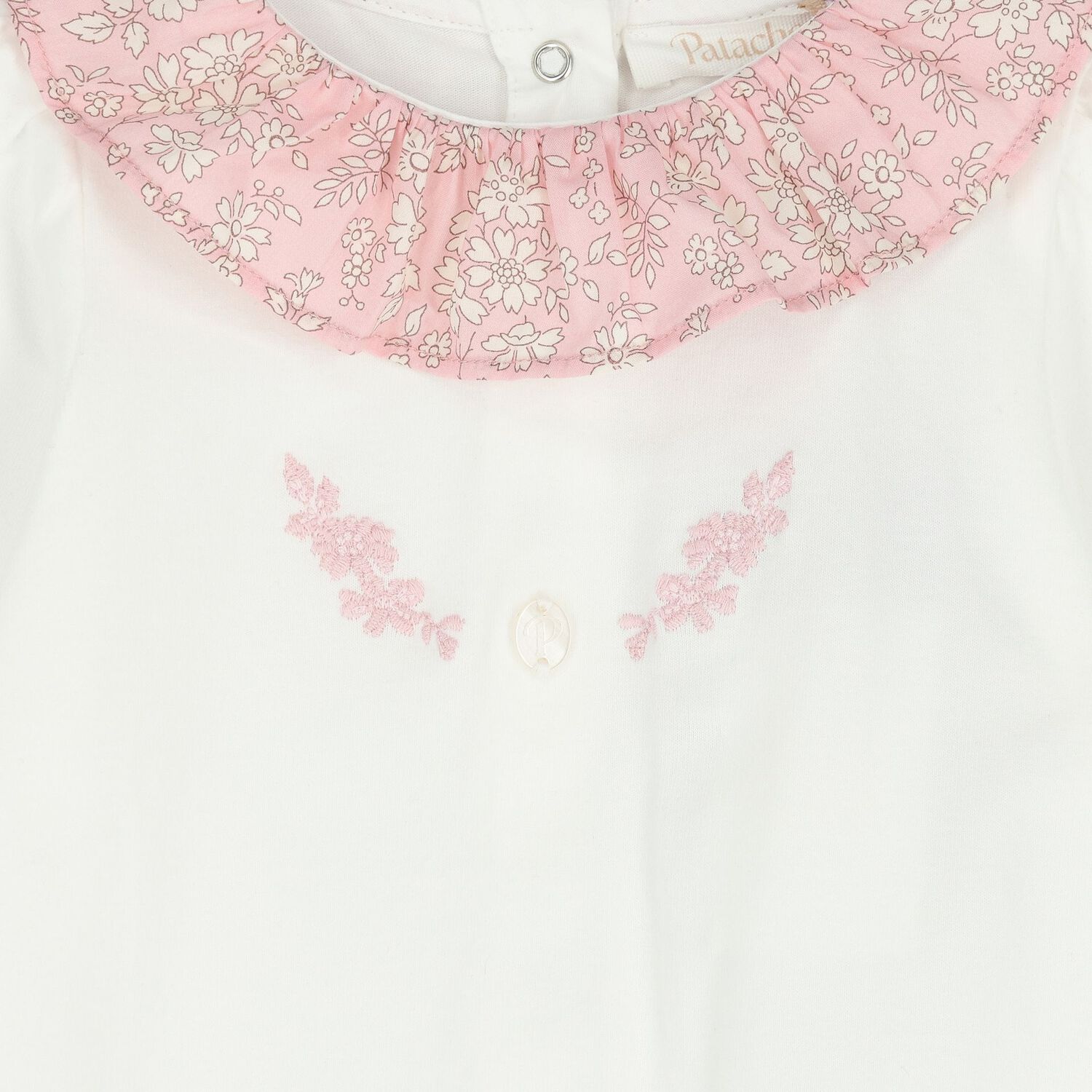 Baby Girls Ivory & Pink Babygrow , 1, hi-res