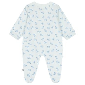 Baby Boys Blue Teddy Bear Logo Babygrow
