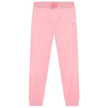 Girls Pink Diamante Joggers