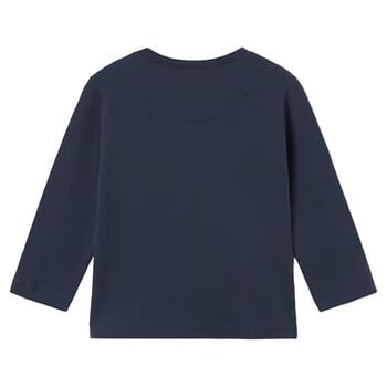 Younger Boys Navy Blue Slogan Long Sleeve Top