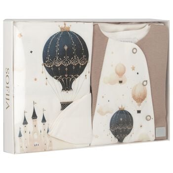 Ivory & Beige Balloon Babygrow Gift Set