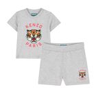 Younger Boys Grey Tiger Logo Shorts Set, 1, hi-res