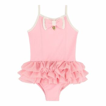 Girls Pink Bow Swimsuit