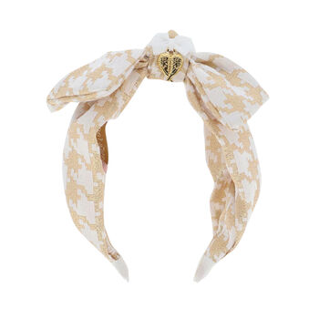 Girls Ivory & Gold Bow Headband