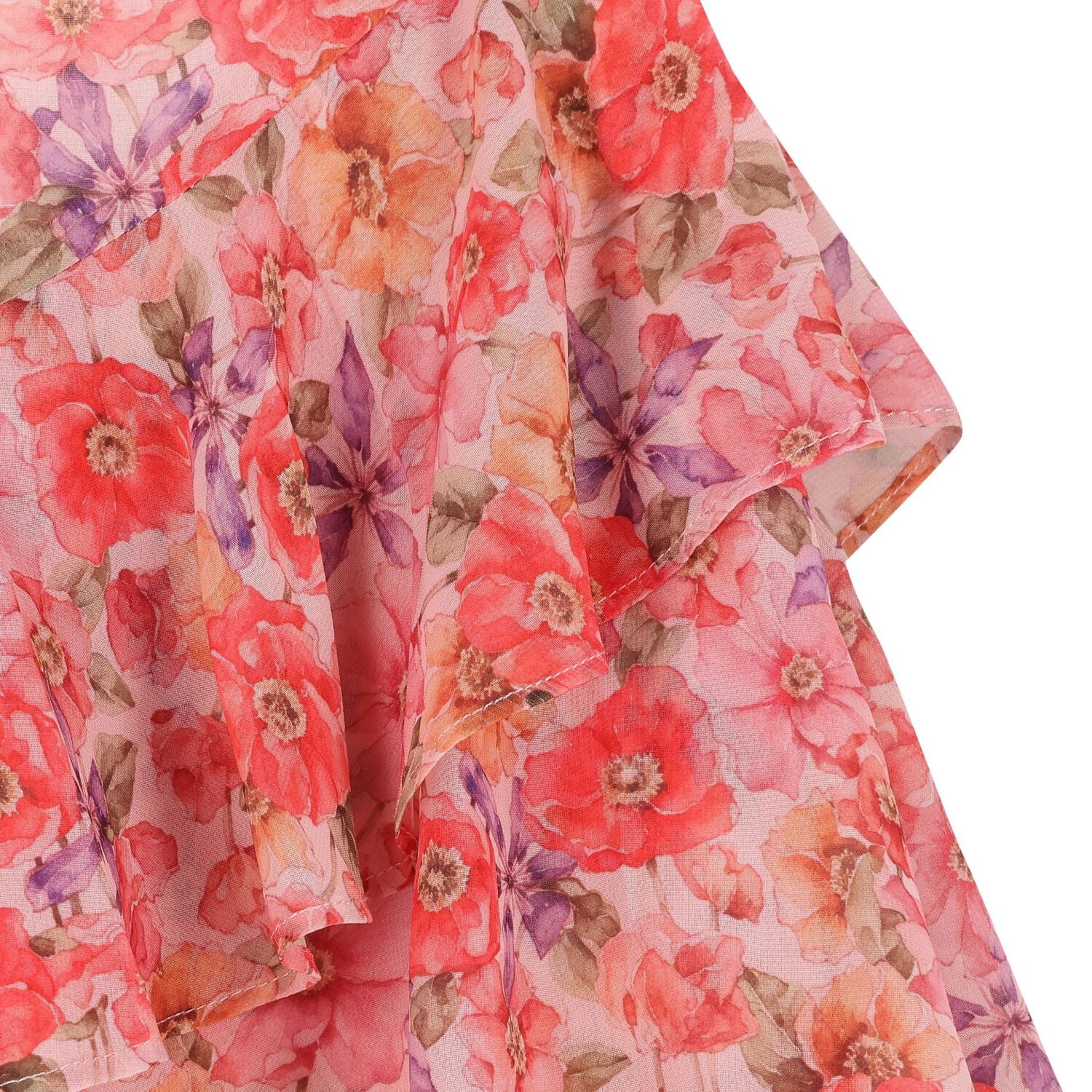 Girls Pink Floral Ruffle Maxi Dress, 1, hi-res