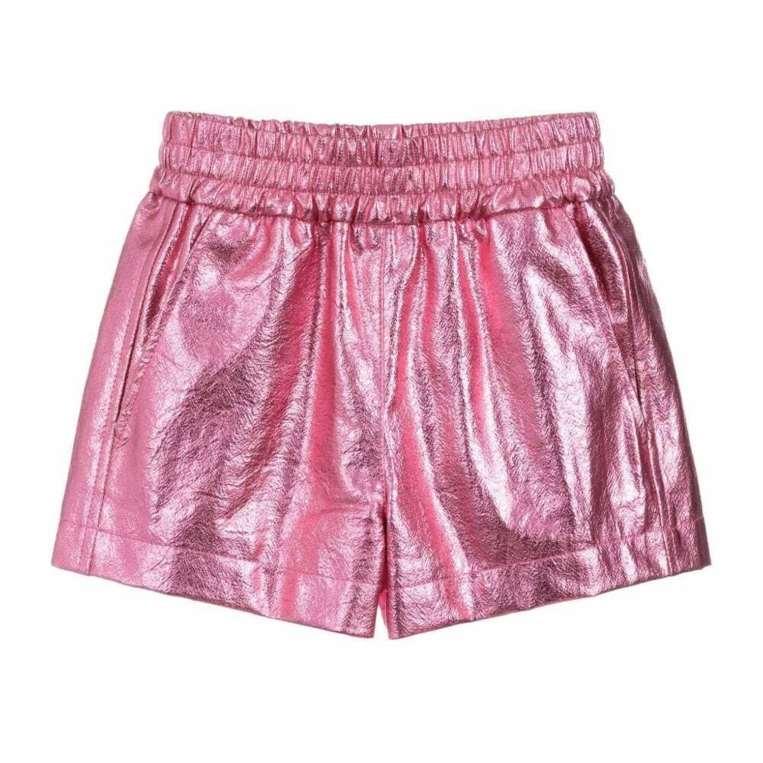 Girls Pink Metallic Shorts, 1, hi-res