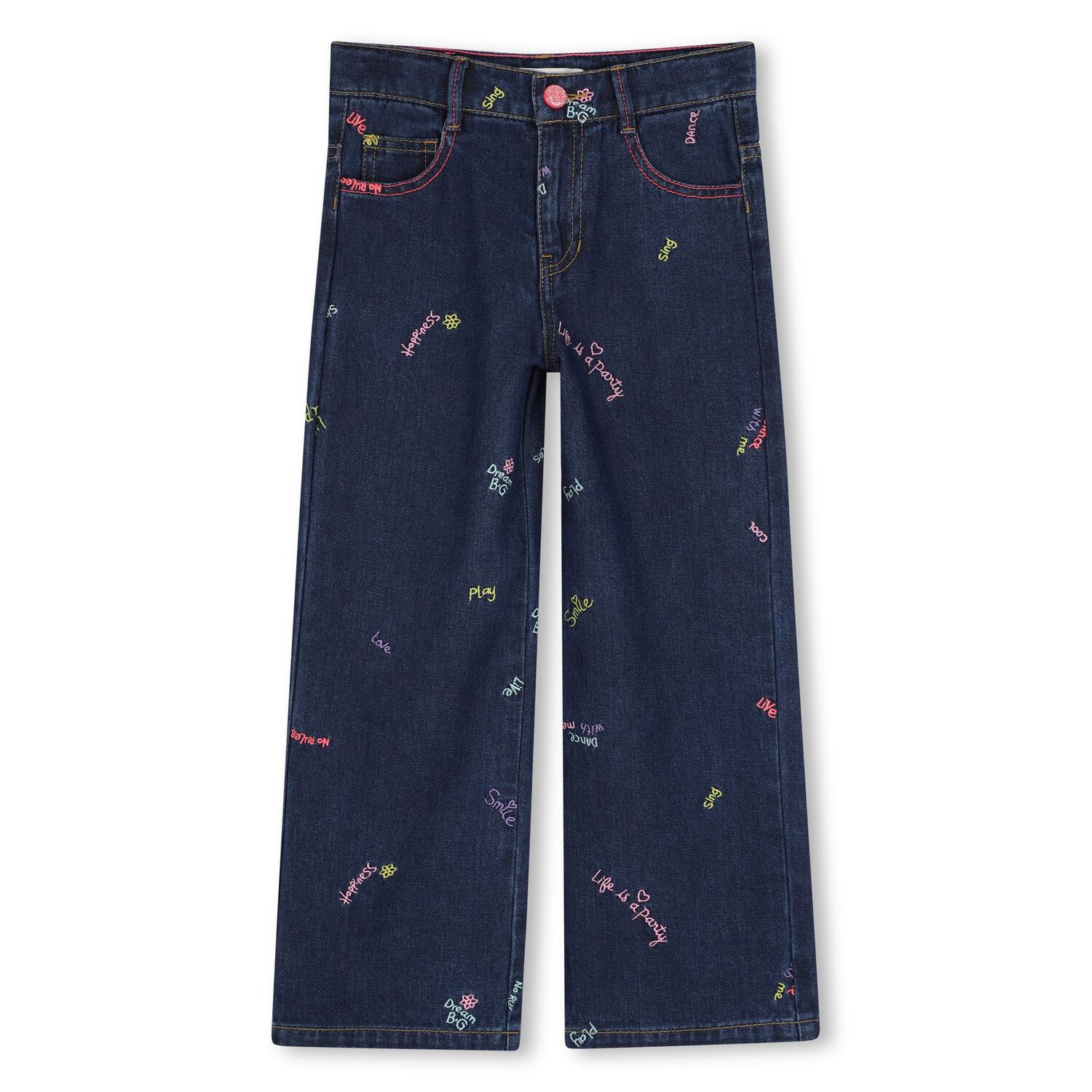 Girls Navy Blue Denim Jeans, 1, hi-res