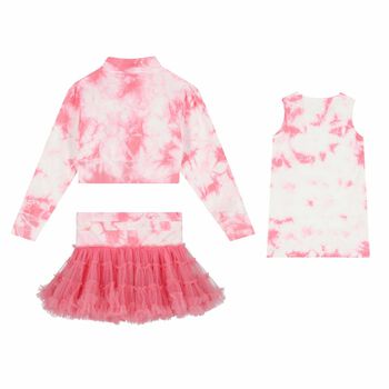 Girls Pink Tie Dye Skirt Set