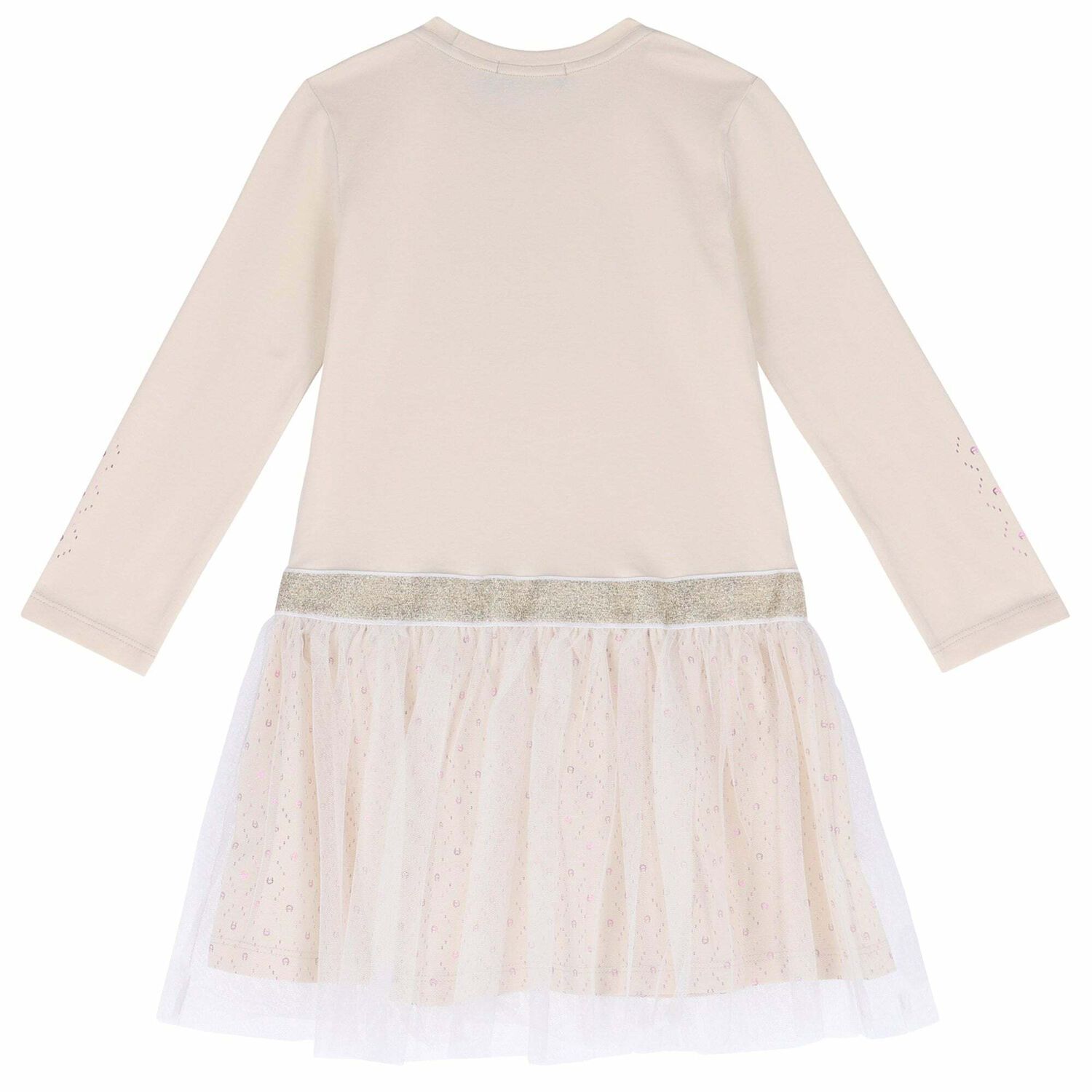 Girls Ivory Tulle Logo Dress, 1, hi-res image number null